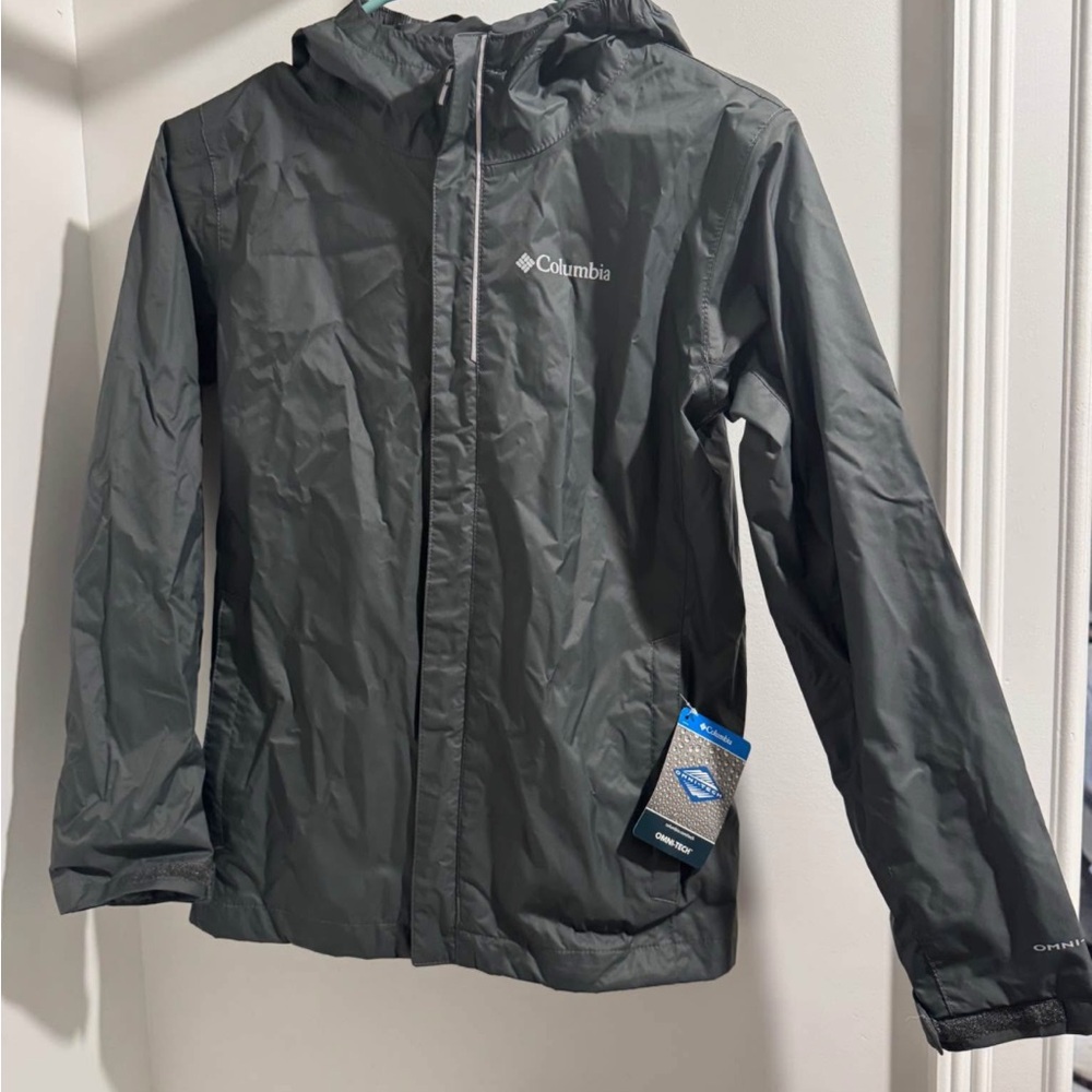 NWT Boys Youth Columbia Rain Jacket Omnishield - Grey - Size Medium